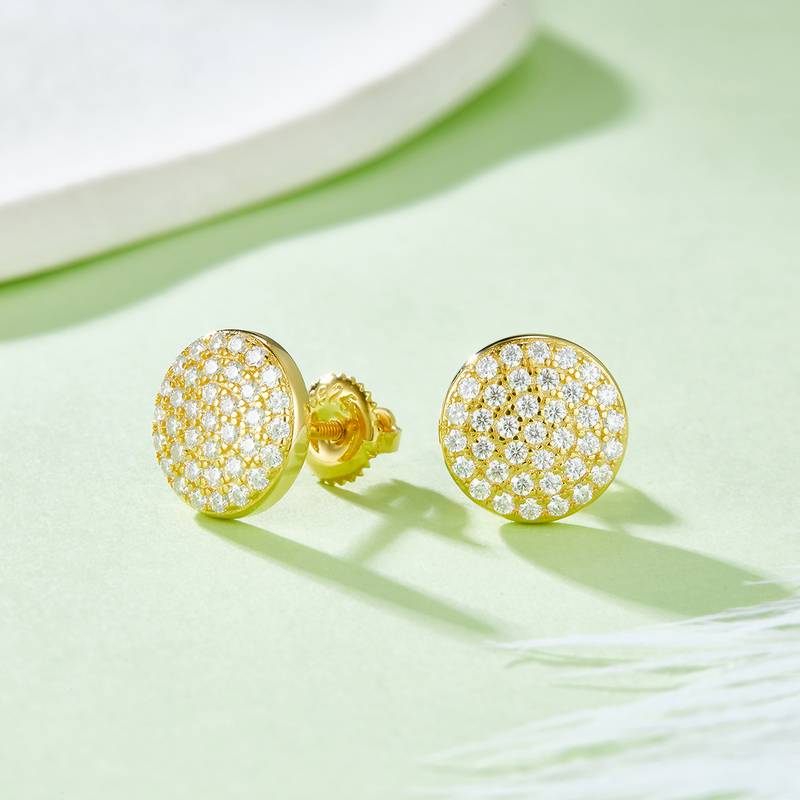 圆形单面S925银Stud Earring带螺纹Moissanite厘石D级0.6ct